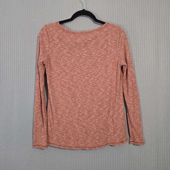 BKE Womens Red Heathered Long Sleeve Scoop Neck T-Shirt Size XS Casual Basic - Picture 2 of 5